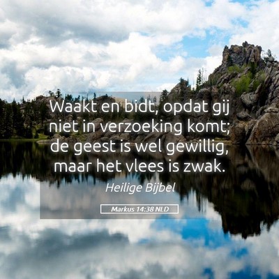 Picture 05 - Markus 14:38 NLD - Waakt en bidt, opdat gij niet in verzoeking komt; - Bible Verse Picture
