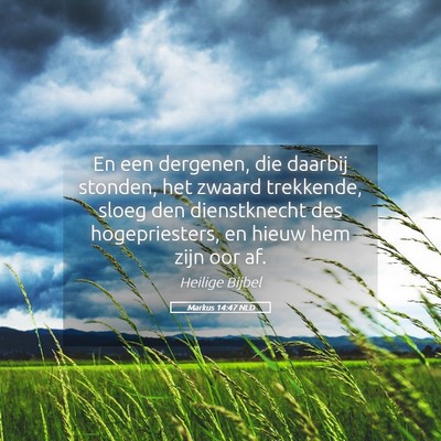 Picture 05 - Markus 14:47 NLD - En een dergenen, die daarbij stonden, het zwaard - Bible Verse Picture