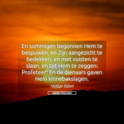 Picture 05 - Markus 14:65 NLD - En sommigen begonnen Hem te bespuwen, en Zijn - Bible Verse Picture