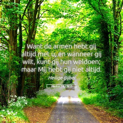 Picture 05 - Markus 14:7 NLD - Want de armen hebt gij altijd met u, en wanneer - Bible Verse Picture