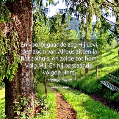 Picture 05 - Markus 2:14 NLD - En voorbijgaande zag Hij Levi, den zoon van - Bible Verse Picture