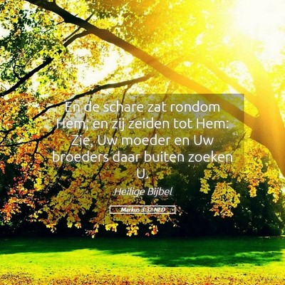 Picture 05 - Markus 3:32 NLD - En de schare zat rondom Hem; en zij zeiden tot - Bible Verse Picture