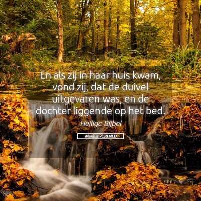 Picture 05 - Markus 7:30 NLD - En als zij in haar huis kwam, vond zij, dat de - Bible Verse Picture