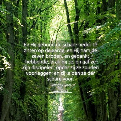 Picture 05 - Markus 8:6 NLD - En Hij gebood de schare neder te zitten op de - Bible Verse Picture