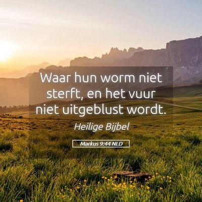 Picture 05 - Markus 9:44 NLD - Waar hun worm niet sterft, en het vuur niet - Bible Verse Picture