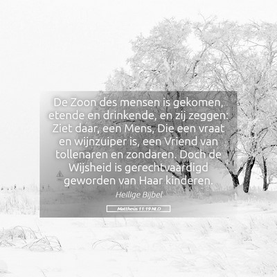 Picture 05 - Mattheüs 11:19 NLD - De Zoon des mensen is gekomen, etende en - Bible Verse Picture