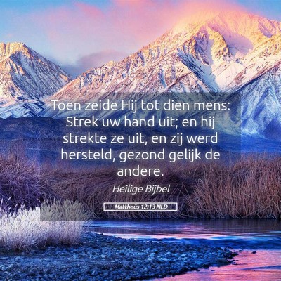 Picture 05 - Mattheüs 12:13 NLD - Toen zeide Hij tot dien mens: Strek uw hand uit; - Bible Verse Picture