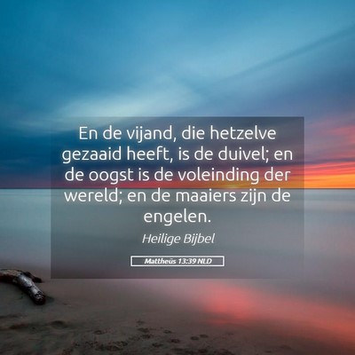 Picture 05 - Mattheüs 13:39 NLD - En de vijand, die hetzelve gezaaid heeft, is de - Bible Verse Picture