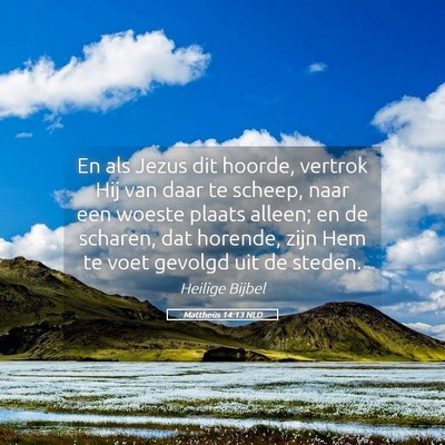 Picture 05 - Mattheüs 14:13 NLD - En als Jezus dit hoorde, vertrok Hij van daar te - Bible Verse Picture