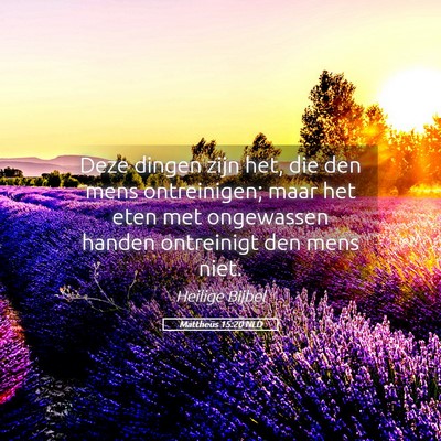 Picture 05 - Mattheüs 15:20 NLD - Deze dingen zijn het, die den mens ontreinigen; - Bible Verse Picture