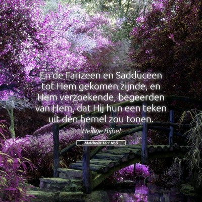 Picture 05 - Mattheüs 16:1 NLD - En de Farizeen en Sadduceen tot Hem gekomen - Bible Verse Picture