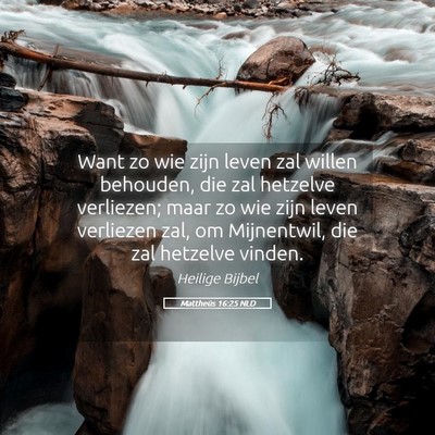 Picture 05 - Mattheüs 16:25 NLD - Want zo wie zijn leven zal willen behouden, die - Bible Verse Picture