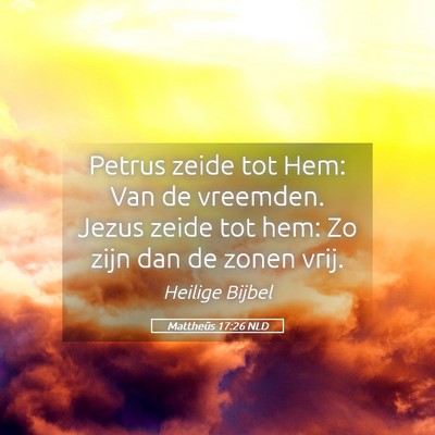 Picture 05 - Mattheüs 17:26 NLD - Petrus zeide tot Hem: Van de vreemden. Jezus - Bible Verse Picture