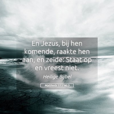 Picture 05 - Mattheüs 17:7 NLD - En Jezus, bij hen komende, raakte hen aan, en - Bible Verse Picture