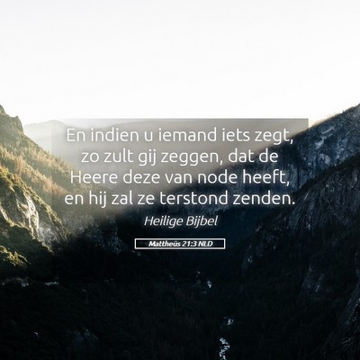 Picture 05 - Mattheüs 21:3 NLD - En indien u iemand iets zegt, zo zult gij zeggen, - Bible Verse Picture