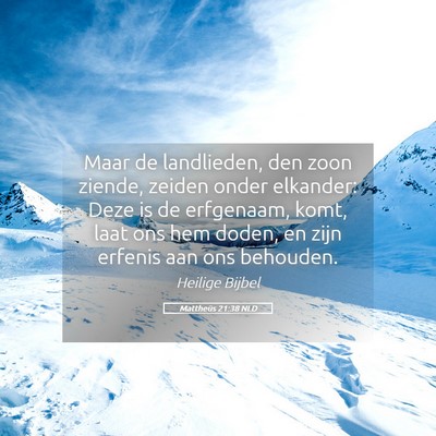 Picture 05 - Mattheüs 21:38 NLD - Maar de landlieden, den zoon ziende, zeiden onder - Bible Verse Picture