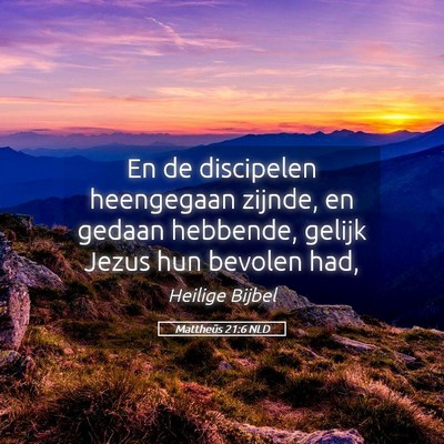 Picture 05 - Mattheüs 21:6 NLD - En de discipelen heengegaan zijnde, en gedaan - Bible Verse Picture