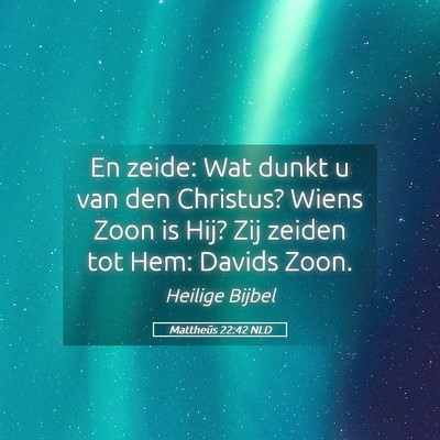 Picture 05 - Mattheüs 22:42 NLD - En zeide: Wat dunkt u van den Christus? Wiens - Bible Verse Picture