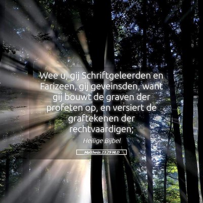 Picture 05 - Mattheüs 23:29 NLD - Wee u, gij Schriftgeleerden en Farizeen, gij - Bible Verse Picture