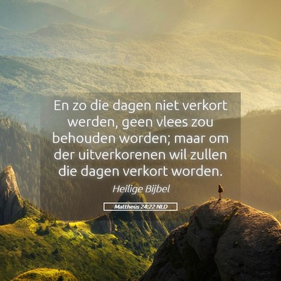 Picture 05 - Mattheüs 24:22 NLD - En zo die dagen niet verkort werden, geen vlees - Bible Verse Picture