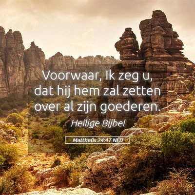 Picture 05 - Mattheüs 24:47 NLD - Voorwaar, Ik zeg u, dat hij hem zal zetten over - Bible Verse Picture