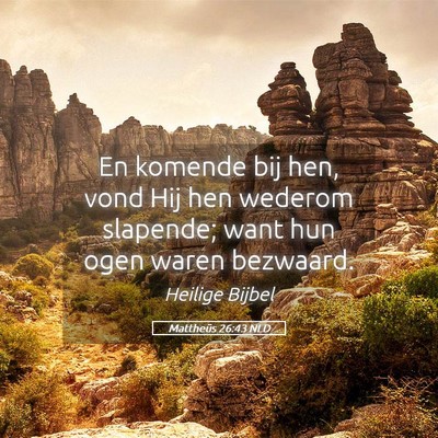 Picture 05 - Mattheüs 26:43 NLD - En komende bij hen, vond Hij hen wederom - Bible Verse Picture