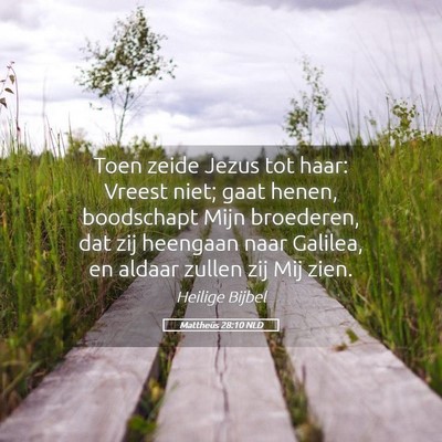 Picture 05 - Mattheüs 28:10 NLD - Toen zeide Jezus tot haar: Vreest niet; gaat - Bible Verse Picture