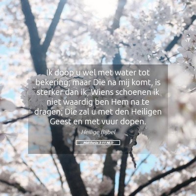 Picture 05 - Mattheüs 3:11 NLD - Ik doop u wel met water tot bekering; maar Die na - Bible Verse Picture
