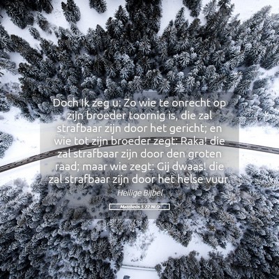 Picture 05 - Mattheüs 5:22 NLD - Doch Ik zeg u: Zo wie te onrecht op zijn broeder - Bible Verse Picture