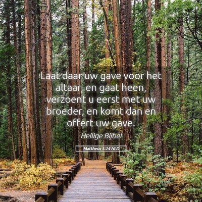 Picture 05 - Mattheüs 5:24 NLD - Laat daar uw gave voor het altaar, en gaat heen, - Bible Verse Picture