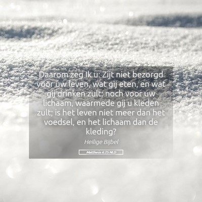 Picture 05 - Mattheüs 6:25 NLD - Daarom zeg Ik u: Zijt niet bezorgd voor uw leven, - Bible Verse Picture
