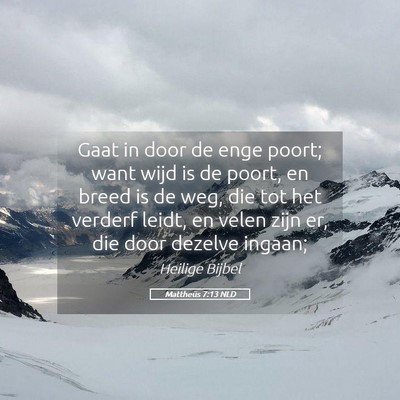 Picture 05 - Mattheüs 7:13 NLD - Gaat in door de enge poort; want wijd is de - Bible Verse Picture
