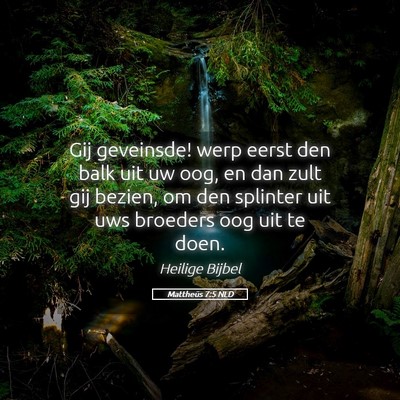 Picture 05 - Mattheüs 7:5 NLD - Gij geveinsde! werp eerst den balk uit uw oog, en - Bible Verse Picture