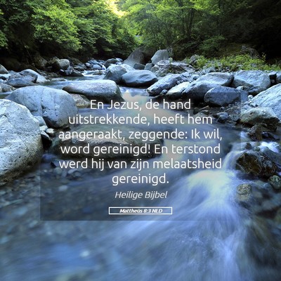 Picture 05 - Mattheüs 8:3 NLD - En Jezus, de hand uitstrekkende, heeft hem - Bible Verse Picture
