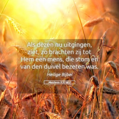 Picture 05 - Mattheüs 9:32 NLD - Als dezen nu uitgingen, ziet, zo brachten zij tot - Bible Verse Picture