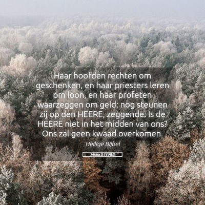 Picture 05 - Micha 3:11 NLD - Haar hoofden rechten om geschenken, en haar - Bible Verse Picture