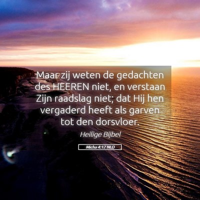 Picture 05 - Micha 4:12 NLD - Maar zij weten de gedachten des HEEREN niet, en - Bible Verse Picture