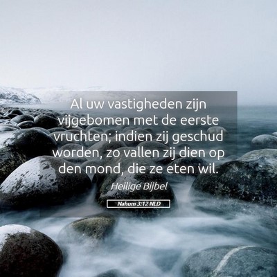 Picture 05 - Nahum 3:12 NLD - Al uw vastigheden zijn vijgebomen met de eerste - Bible Verse Picture