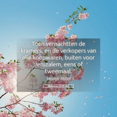 Picture 05 - Nehemia 13:20 NLD - Toen vernachtten de kramers, en de verkopers van - Bible Verse Picture