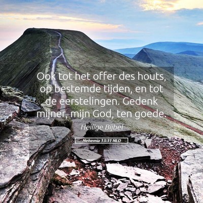 Picture 05 - Nehemia 13:31 NLD - Ook tot het offer des houts, op bestemde tijden, - Bible Verse Picture