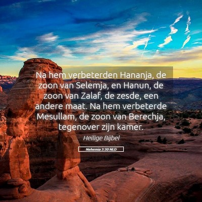 Picture 05 - Nehemia 3:30 NLD - Na hem verbeterden Hananja, de zoon van Selemja, - Bible Verse Picture