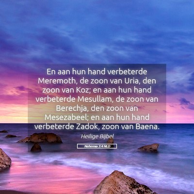 Picture 05 - Nehemia 3:4 NLD - En aan hun hand verbeterde Meremoth, de zoon van - Bible Verse Picture