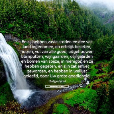 Picture 05 - Nehemia 9:25 NLD - En zij hebben vaste steden en een vet land - Bible Verse Picture