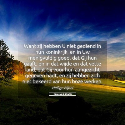 Picture 05 - Nehemia 9:35 NLD - Want zij hebben U niet gediend in hun koninkrijk, - Bible Verse Picture