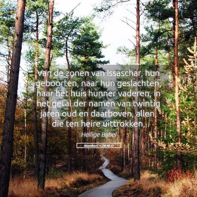 Picture 05 - Numberi 1:28 NLD - Van de zonen van Issaschar, hun geboorten, naar - Bible Verse Picture