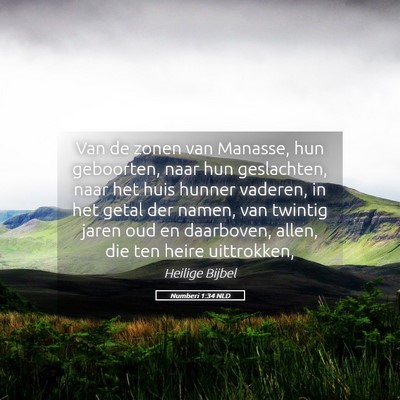 Picture 05 - Numberi 1:34 NLD - Van de zonen van Manasse, hun geboorten, naar hun - Bible Verse Picture