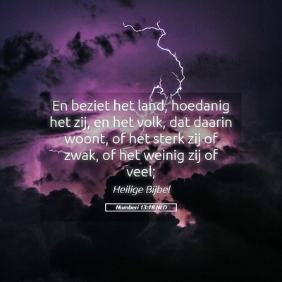 Picture 05 - Numberi 13:18 NLD - En beziet het land, hoedanig het zij, en het - Bible Verse Picture