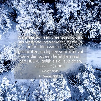 Picture 05 - Numberi 15:14 NLD - Wanneer ook een vreemdeling bij u als vreemdeling - Bible Verse Picture