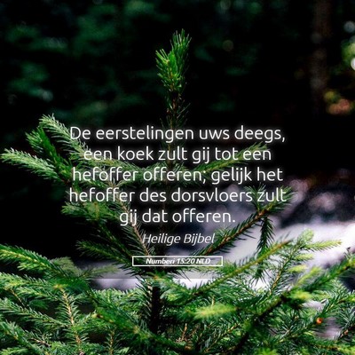 Picture 05 - Numberi 15:20 NLD - De eerstelingen uws deegs, een koek zult gij tot - Bible Verse Picture