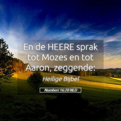 Picture 05 - Numberi 16:20 NLD - En de HEERE sprak tot Mozes en tot Aaron, - Bible Verse Picture